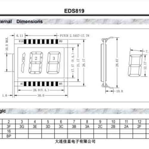 نمایشگر عددی 2.5 رقم EDS819 محصول شرکت Good Display