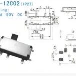 کلید کشویی ریز 3 پین-MK12C02 smd ( دو حالته)-Slide Switch -Miniature toggle switch